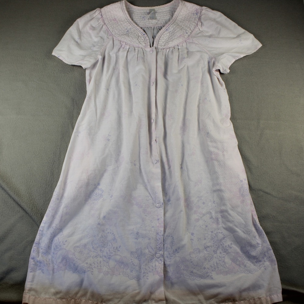 Simply Basic Nightgown Women Large Pink‎ Good Floral Short Sleeve Button Front